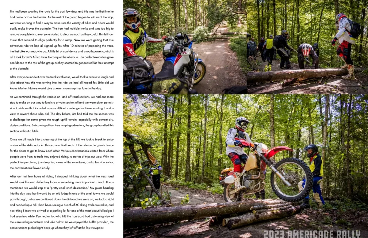 UPSHIFT magazine spread of the Americade ADV ride story