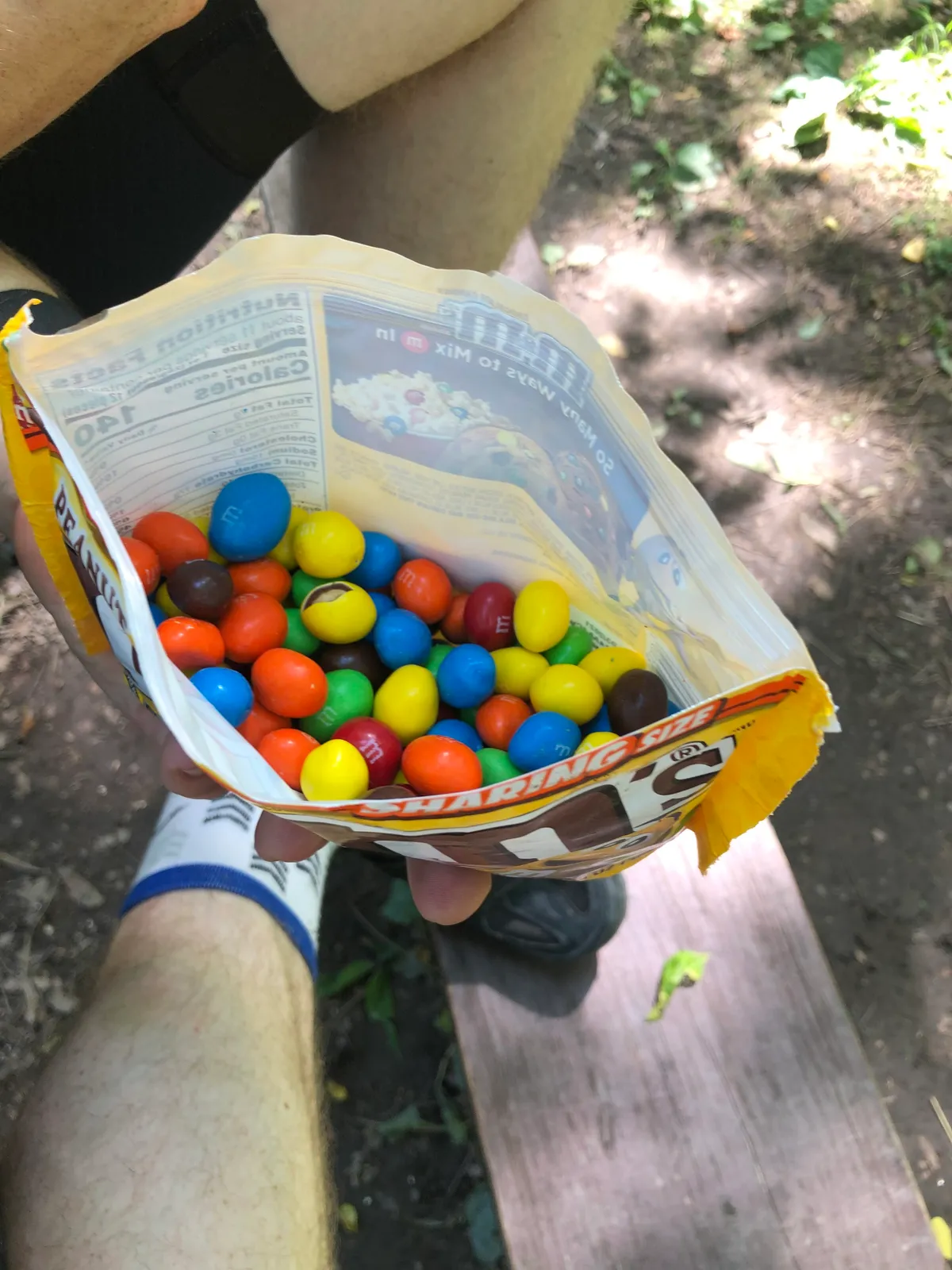 Open bag of Peanut M&M's