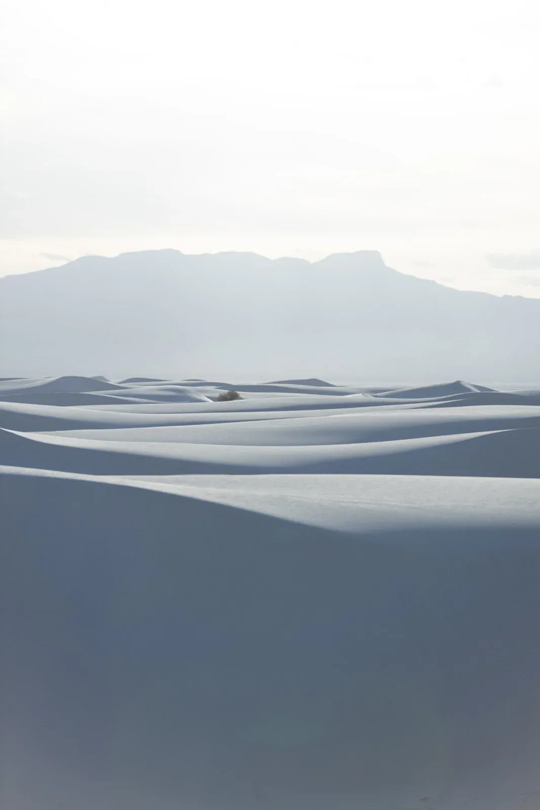 Soft white dunes under a pale sky